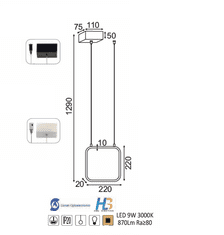 ACA LED závesné svietidlo SYMETRIA 9W/230V/3000K/870Lm/360°/IP20