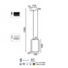 ACA LED závesné svietidlo SYMETRIA 11W/230V/3000K/1044Lm/360°/IP20