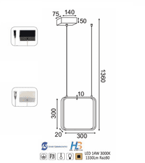 ACA LED závesné svietidlo SYMETRIA 14W/230V/3000K/1330Lm/360°/IP20