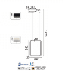 ACA LED závesné svietidlo SYMETRIA 15W/230V/3000K/1390Lm/360°/IP20