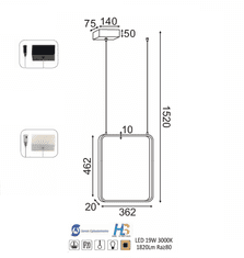 ACA LED závesné svietidlo SYMETRIA 19W/230V/3000K/1820Lm/360°/IP20