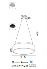 ACA LED závesné svietidlo APOLLO 80W/230V/3000K/4100Lm/360°/IP20, Flicker free