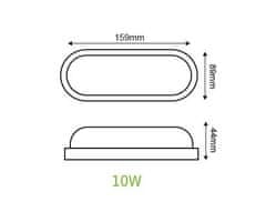 ACA Lightning LED prisadené svietidlo DORA 10W/230V/4000K/930Lm/110°/IP65/IK08, oválne čierne