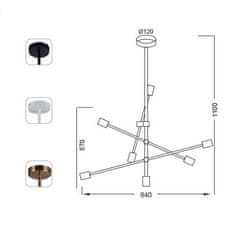 ACA Závesné svietidlo LUTHER max. 7x60W/E27/230V/IP20, brúsená mosadz