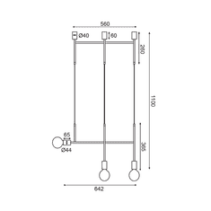 ACA Závesné svietidlo KYOTO max. 3x60W/E27/230V/IP20, čierne