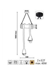 ACA Závesné lanové svietidlo MERLIN max. 2x40W/E27/230V/IP20