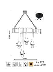 ACA Závesné lanové svietidlo MERLIN max. 4x40W/E27/230V/IP20