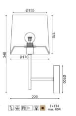 ACA Nástenné svietidlo AGATHA max. 40W/E14/230V/IP20, hnedé