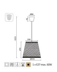 ACA Závesné svietidlo PETRA max. 60W/E27/230V/IP20, priemer 31cm