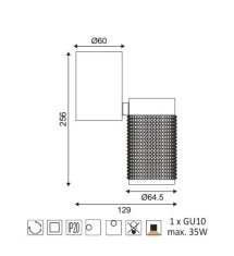 ACA Prisadené svietidlo MEGATRON1 max. 35W/GU10/230V/IP20