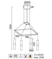 ACA Závesné svietidlo DA VINCI max. 4x25W/GU10/230V/IP20