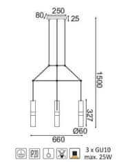 ACA Závesné svietidlo DA VINCI max. 3x25W/GU10/230V/IP20