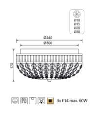 ACA Stropné svietidlo ROSE max. 3x60W/E14/230V/IP20