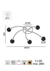 ACA Stropné svietidlo SKYLAR max. 5x28W/G9/230V/IP20