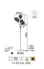 ACA Stojacia lampa SKYLAR max. 5x28W/G9/230V/IP20