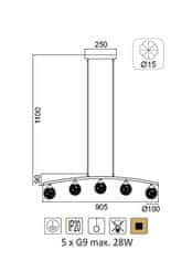 ACA Závesné svietidlo SKYLAR max. 5x28W/G9/230V/IP20