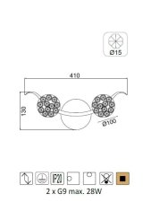 ACA Prisadené svietidlo SKYLAR max. 2x28W/G9/230V/IP20