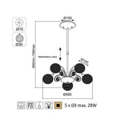 ACA Závesné svietidlo SKYLAR max. 5x28W/G9/230V/IP20