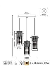 ACA Závesné svietidlo MIA max. 3x60W/E14/230V/IP20