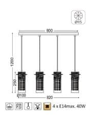 ACA Závesné svietidlo MIA max. 4x60W/E14/230V/IP20