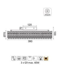 ACA Prisadené svietidlo LIANNA max. 3x40W/G9/230V/IP20