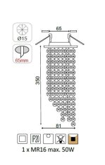 ACA Zápustné svietidlo MORIA max. 50W/MR16/GU5.3/230V/IP20