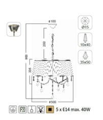 ACA Závesné svietidlo PENELOPE max. 5x40W/E14/230V/IP20