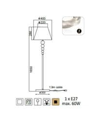 ACA Stojacia lampa OLIVIA max. 60W/E27/230V/IP20