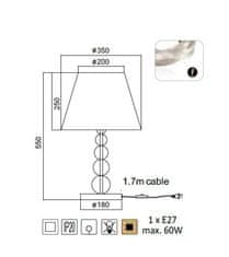 ACA Stolová lampa OLIVIA max. 60W/E27/230V/IP20