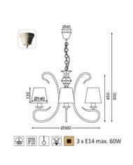 ACA Závesné svietidlo DIJON max. 3x60W/E14/230V/IP20