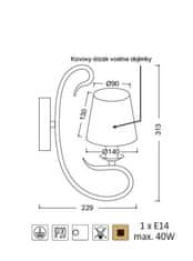 ACA Nástenné svietidlo DIJON max. 40W/E14/230V/IP20