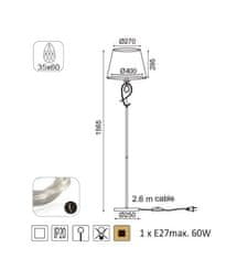 ACA Stojacia lampa BASILICO max. 60W/E27/230V/IP20