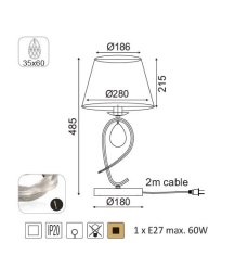 ACA Stolová lampička BASILICO max. 60W/E27/230V/IP20