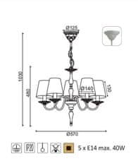 ACA Závesné svietidlo KARPATHIA max. 5x40W/E14/230V/IP20