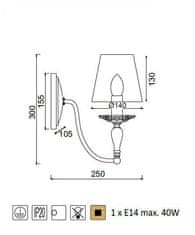 ACA Nástenné svietidlo KARPATHIA max. 40W/E14/230V/IP20