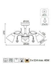 ACA Stropné svietidlo QUINCE max. 3x40W/E14/230V/IP20