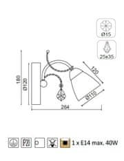 ACA Nástenné svietidlo QUINCE max. 40W/E14/230V/IP20