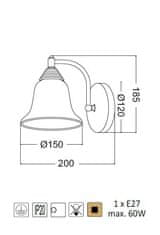 ACA Nástenné svietidlo MOBY max. 60W/E27/230V/IP20