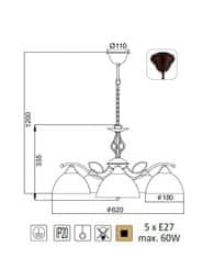 ACA Závesné svietidlo ELECTRA max. 5x60W/E27/230V/IP20