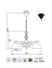 ACA Závesné svietidlo ELECTRA max. 2x60W/E27/230V/IP20