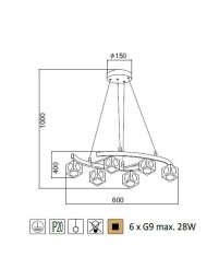 ACA Závesné svietidlo MARTINI max. 6x28W/G9/230V/IP20