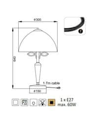 ACA Stolová lampička ELECTRA max. 60W/E27/230V/IP20