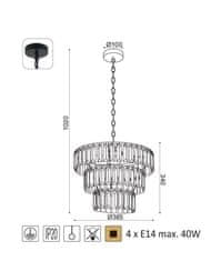 ACA Závesný luster OREGON max. 4x40W/E14/230V/IP20