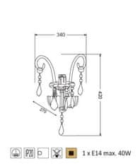 ACA Nástenné svietidlo GIZA max. 40W/E14/230V/IP20