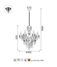 ACA Závesné svietidlo Pegasus max. 6x40W/E14/230V/IP20