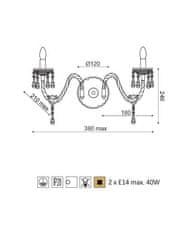 ACA Nástenné svietidlo Pegasus max. 2x40W/E14/230V/IP20