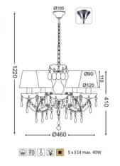 ACA Závesné svietidlo MACARON max. 5x40W/E14/230V/IP20