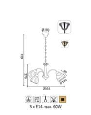 ACA Závesné svietidlo BYRON max. 3x60W/E14/230V/IP20