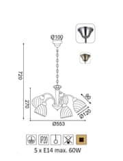 ACA Závesné svietidlo BYRON max. 5x60W/E14/230V/IP20