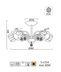 ACA Stropné svietidlo CARDINAL max. 5x60W/E14/230V/IP20